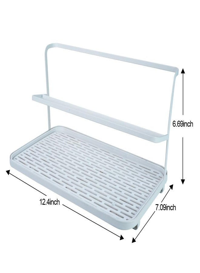 L-WASH Countertop Kitchen Bottle Drying Rack with Drain Tray, 12.4 x 7.09 inch Counter Organizer, for Insulated Water, Baby Bottles and More - White - Image 2